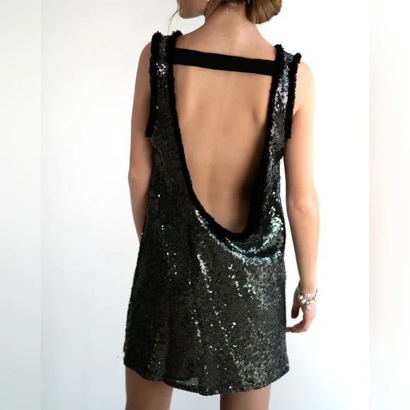 NWT Zara Woman Scoop Back Sequin Tank Top Mini Dress - Picture 4 of 17